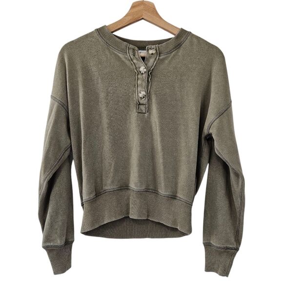 American Eagle Olive Washed Green Long Sleeve Sweater - Picture 1 of 4